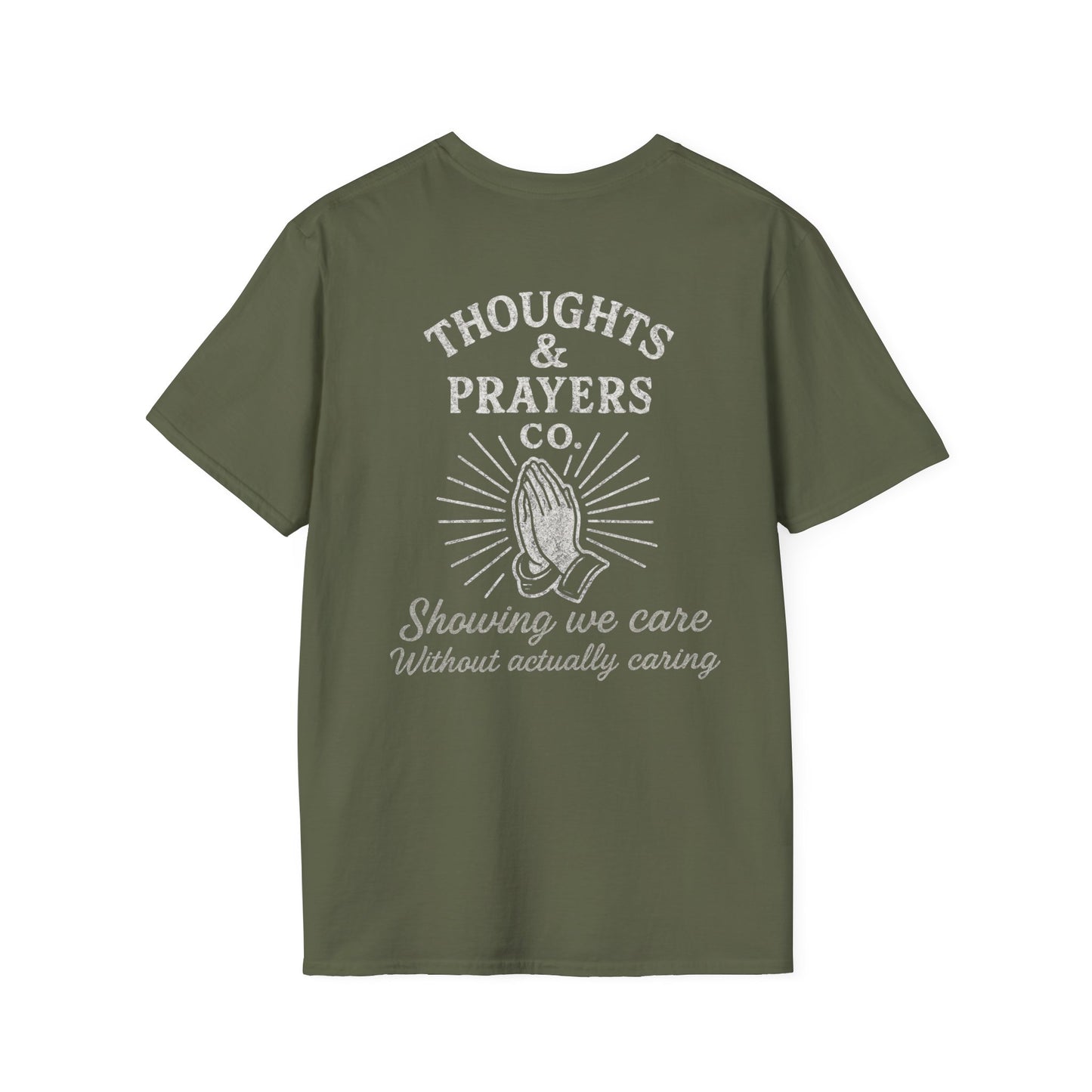 Thoughts & Prayers T-Shirt, Unisex Softstyle Tee, Humorous Graphic Shirt, Gift for Friends, Casual Wear, Statement Apparel